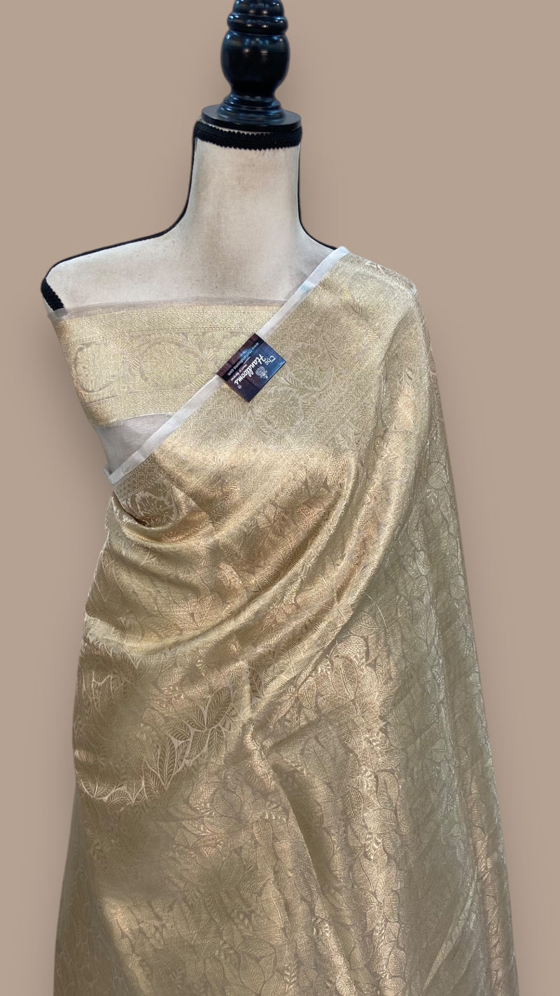 Pure Kora Tissue Tanchui Handloom Banarasi Saree - The Handlooms