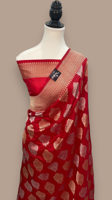 Pure Katan Silk Banarasi Handloom Saree - All over Jaal work - With Meenakari