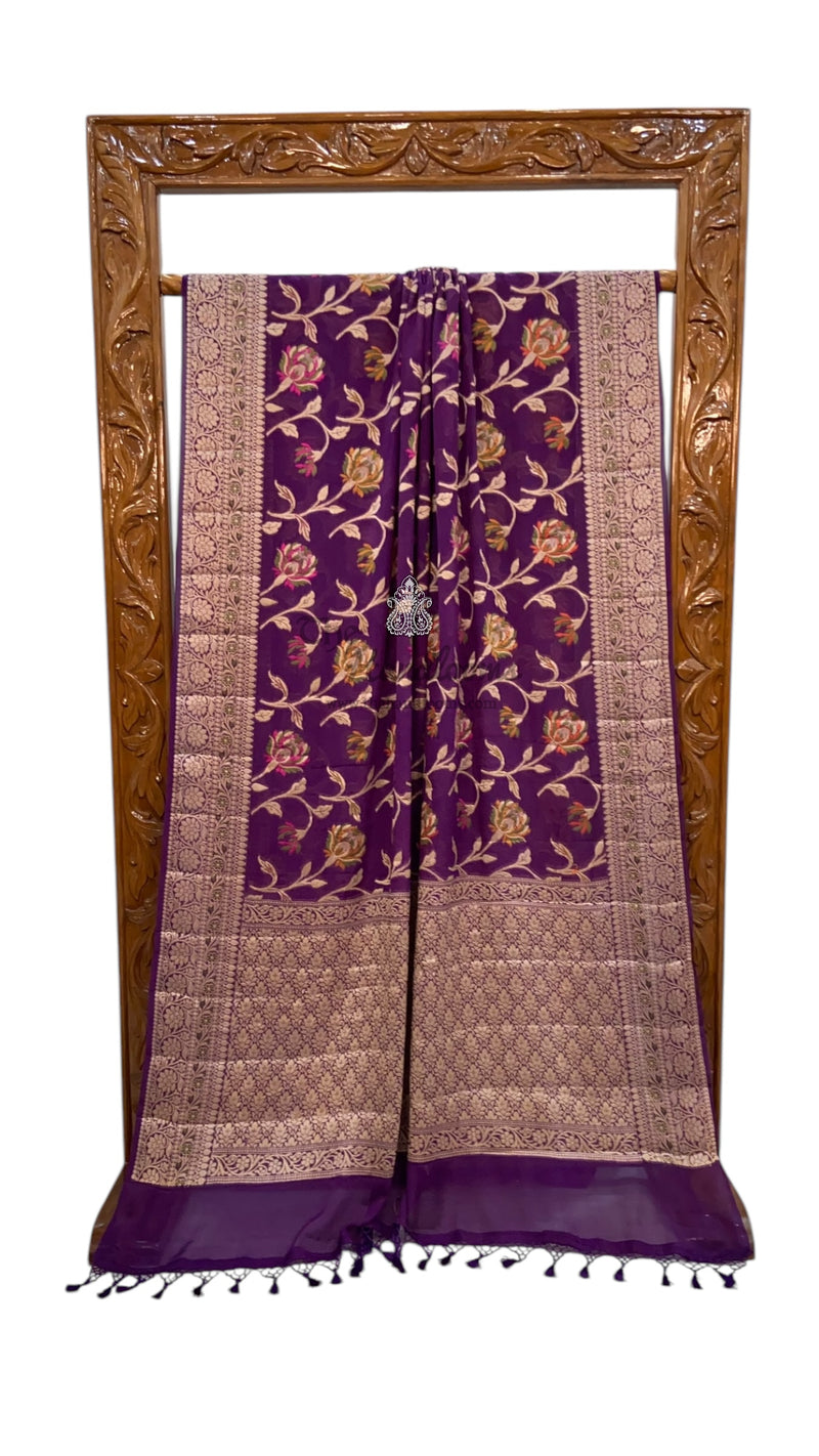 Pure Chiffon Khaddi Banarasi Saree - The Handlooms