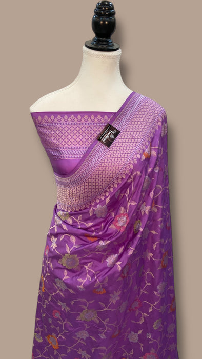 Ektara Pure Katan Silk Banarasi Handloom Saree - All over Sona Roopa Jaal Work