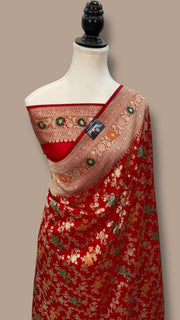 Pure Katan Silk Banarasi Handloom Saree - All over Jaal work With Meenakari - The Handlooms