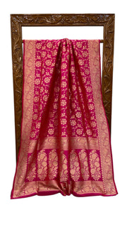 Pure Katan Silk Banarasi Handloom Saree - All Over Jaal Work - The Handlooms
