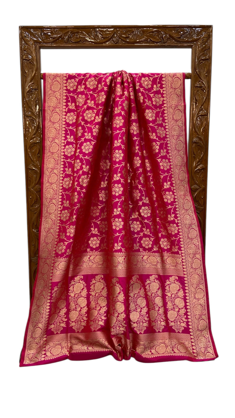 Pure Katan Silk Banarasi Handloom Saree - All Over Jaal Work - The Handlooms