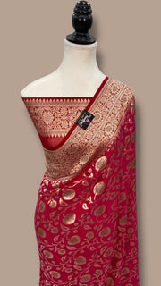 Khaddi Georgette Handloom Banarasi Saree with Siroski Stone Work - The Handlooms