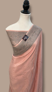 Pure Khaddi Crepe Georgette Handloom Banarasi Saree - The Handlooms