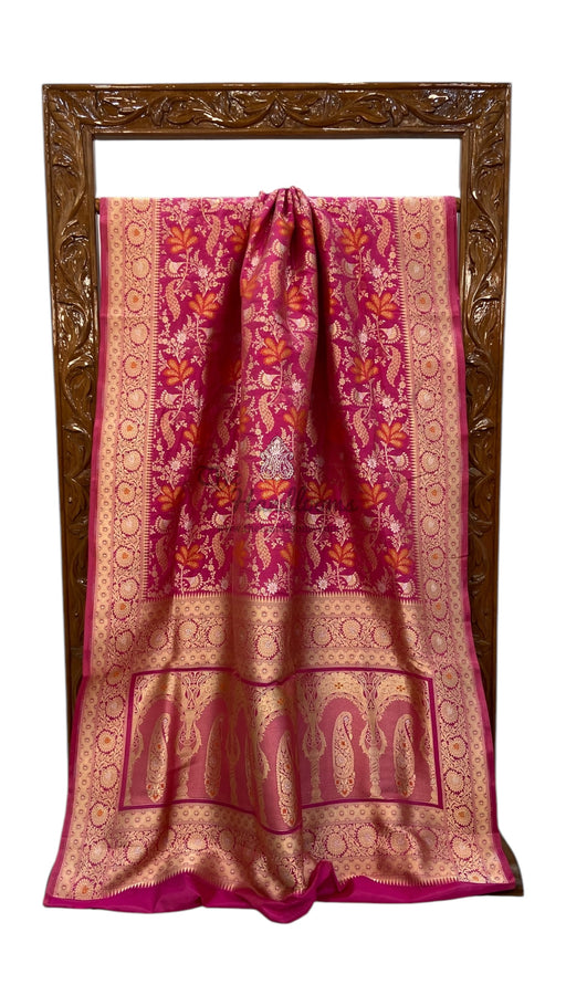 Pure Katan Silk Banarasi Handloom Saree - All over Jaal Work With Meenakari - The Handlooms