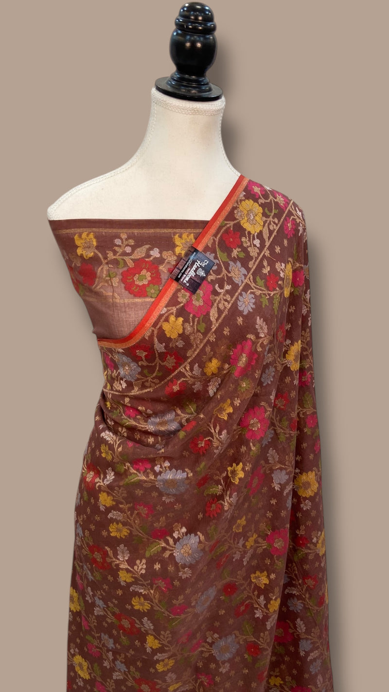 Pure Cotton Jamdani Handloom Banarasi Saree - The Handlooms