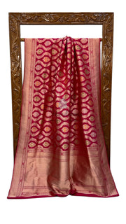 Pure Katan Silk Banarasi Handloom Saree - All over Jaal Work With Meenakari - The Handlooms