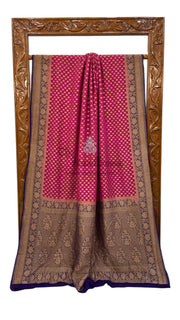 Khaddi Georgette Handloom Banarasi Saree - Antique Zari - The Handlooms