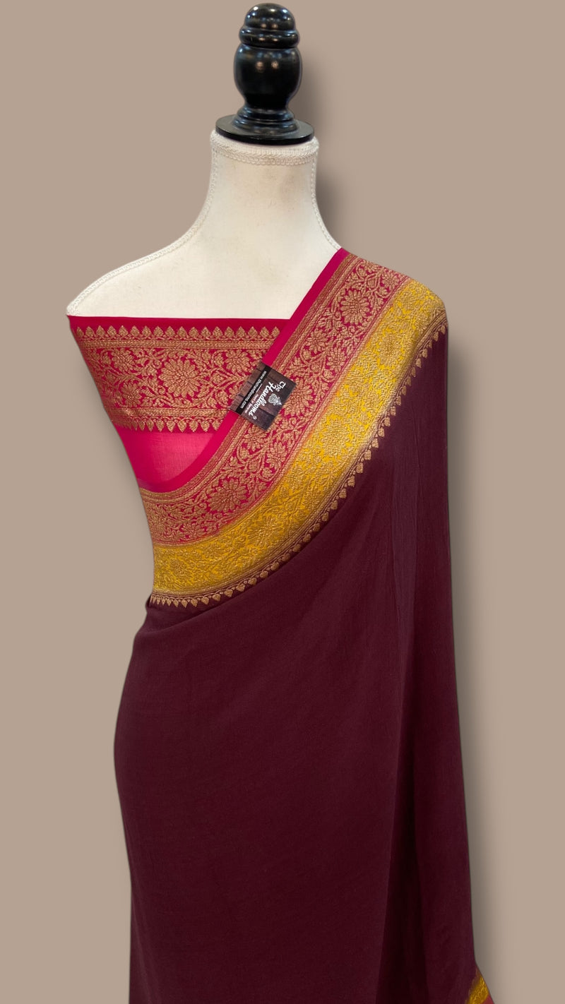 Pure Khaddi Georgette Handloom Banarasi Saree - The Handlooms
