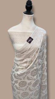Pure Georgette Banarasi Saree - silver zari - The Handlooms