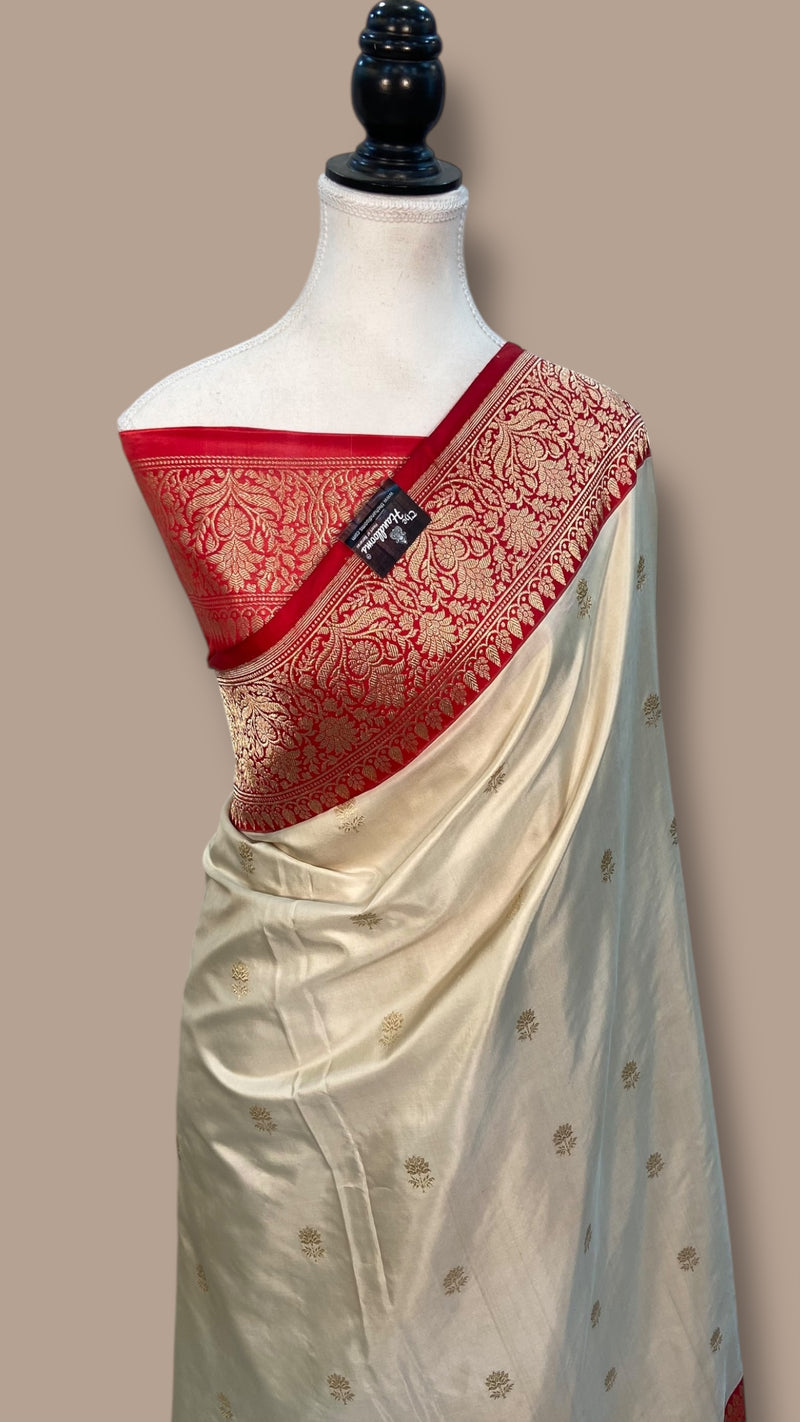Pure Katan Silk Banarasi Handloom Saree - All over Kadua motifs - The Handlooms