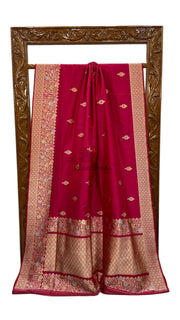 Pure Katan Silk Banarasi Handloom Saree - All over Sona Roopa Kadua motifs with meenakari in Border - The Handlooms