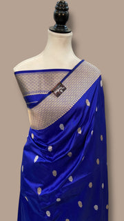 Pure Katan Silk Banarasi Handloom Saree - All over Sona Roopa Kadua motifs - The Handlooms