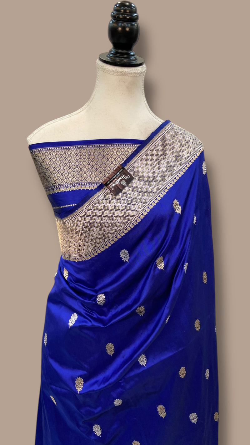 Pure Katan Silk Banarasi Handloom Saree - All over Sona Roopa Kadua motifs - The Handlooms