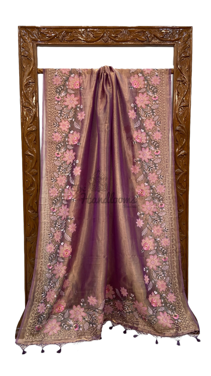 Pure Tissue Handloom Banarasi Saree With Chikankari - The Handlooms