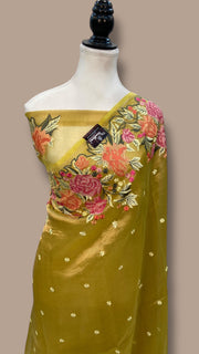 Pure Tissue Handloom Banarasi Saree With Chikankari - The Handlooms