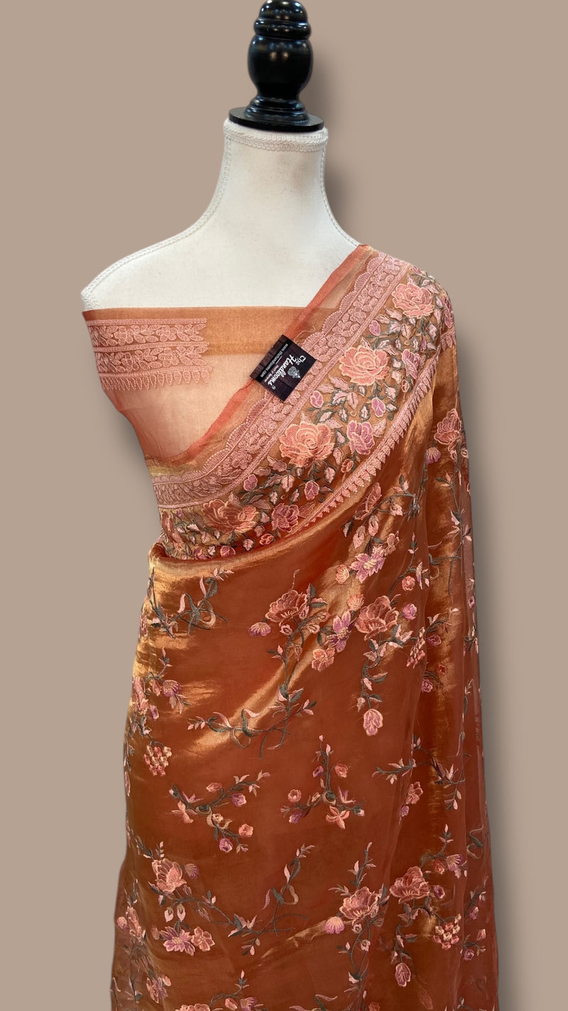 Pure Tissue Handloom Banarasi Saree With Chikankari - The Handlooms