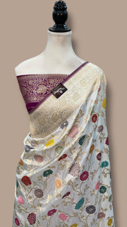 Ektara Pure Katan Silk Banarasi Handloom Saree - All over kadiyal Jaal work - The Handlooms
