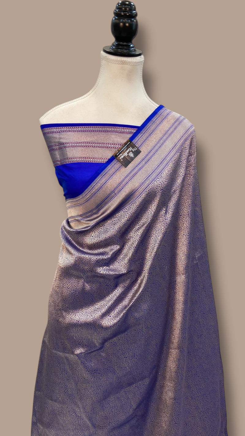 Regal Pure Katan Silk Banarasi Saree – Handwoven Tanchui Brocade - The Handlooms