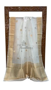 Pure Kora Handloom Banarasi Saree - Sona Roopa Alfi Kadua Boota main image 1