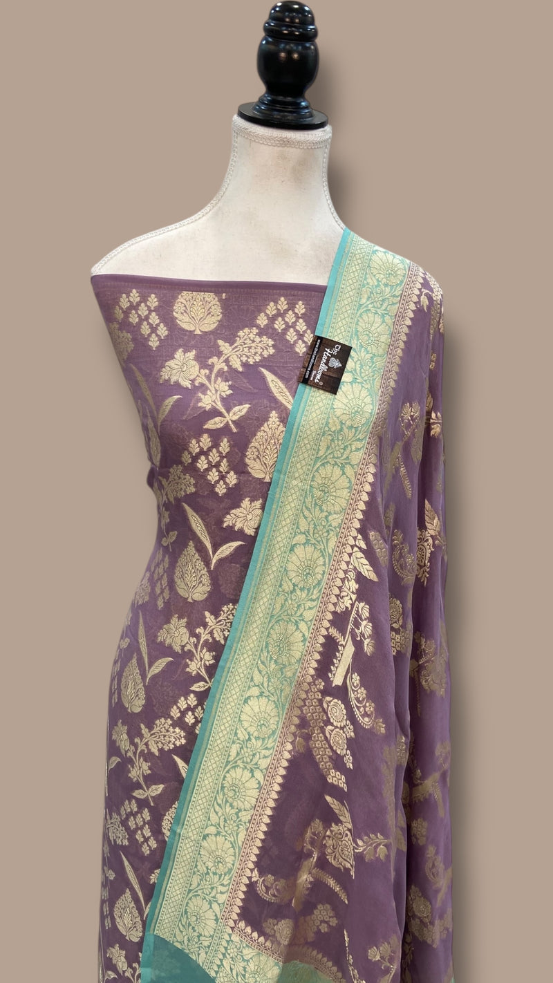 Khaddi Georgette Banarasi Dress material Water Zari - The Handlooms