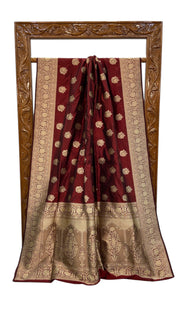 Pure Katan Silk Banarasi Handloom Saree - All Over Jaal Work - The Handlooms