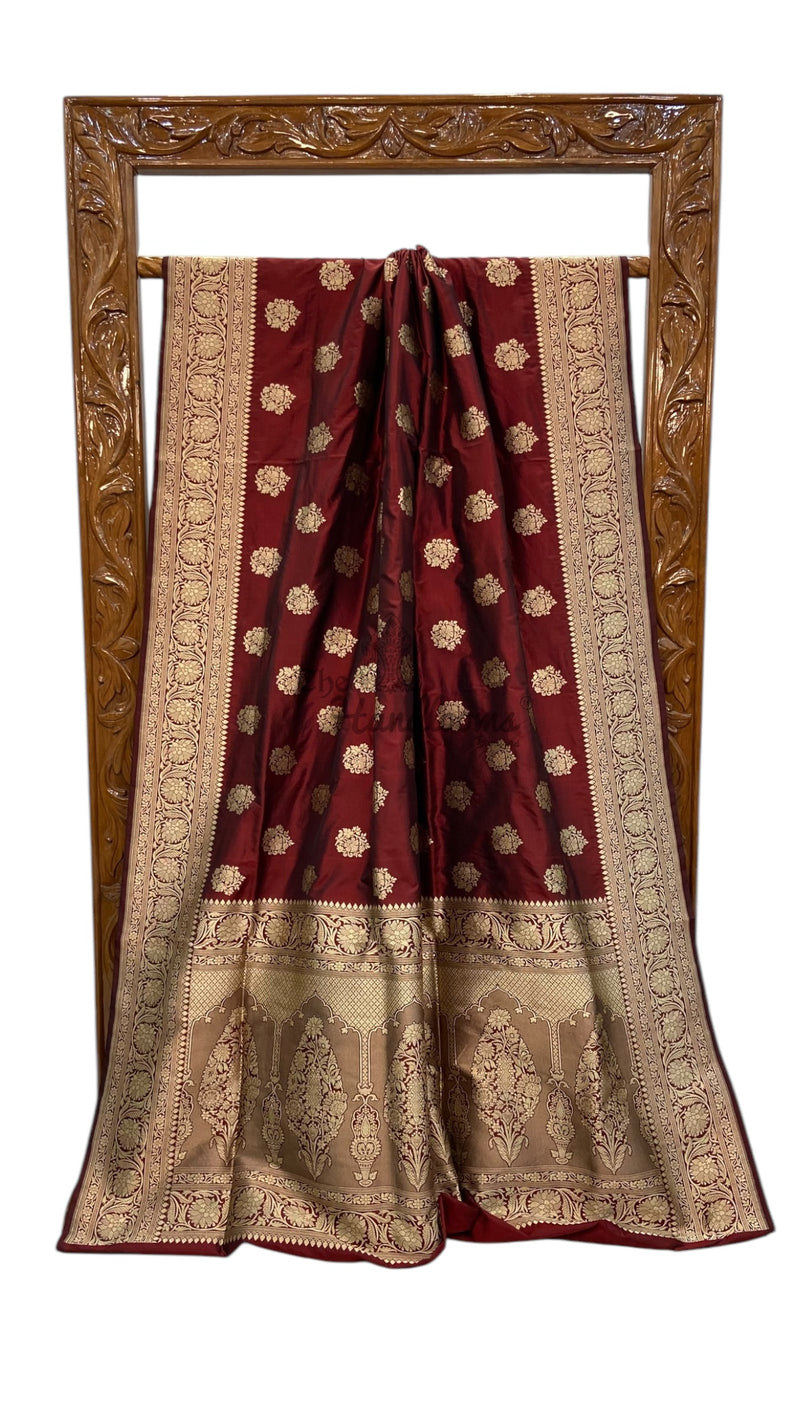 Pure Katan Silk Banarasi Handloom Saree - All Over Jaal Work - The Handlooms