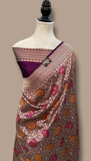 Regal Pure Katan Silk Banarasi Saree – Handwoven Tanchui Brocade - The Handlooms