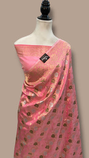 Pure Katan Silk Banarasi Handloom Saree - All Over Jaal Work - The Handlooms