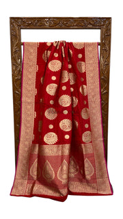 Pure Satan Silk Banarasi Handloom Saree - All over Motifs Work - The Handlooms