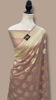 Moonga Georgette Handloom Banarasi Saree - The Handlooms