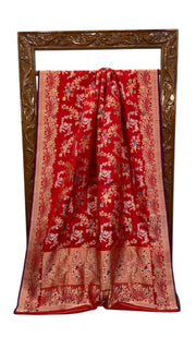 Ektara Pure Katan Silk Banarasi Handloom Saree - All over kadiyal Jaal work - The Handlooms