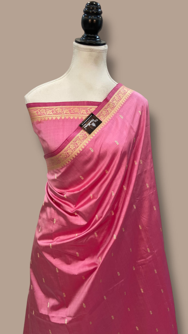 Pure Katan Silk Reshmi Zari Banarasi Handloom Saree - The Handlooms