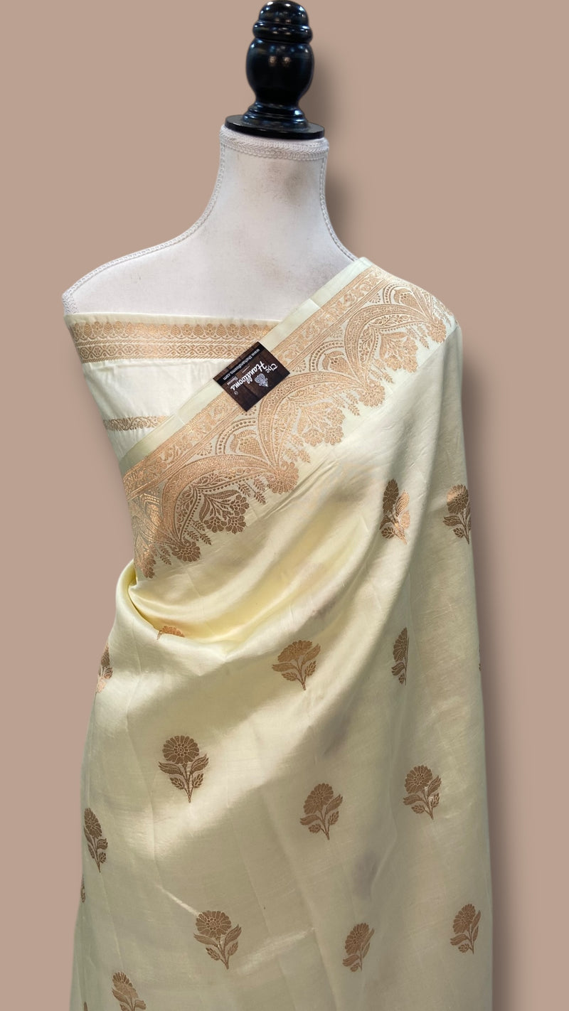 Pure Katan Silk Banarasi Handloom Saree - All over Kadua motifs - The Handlooms