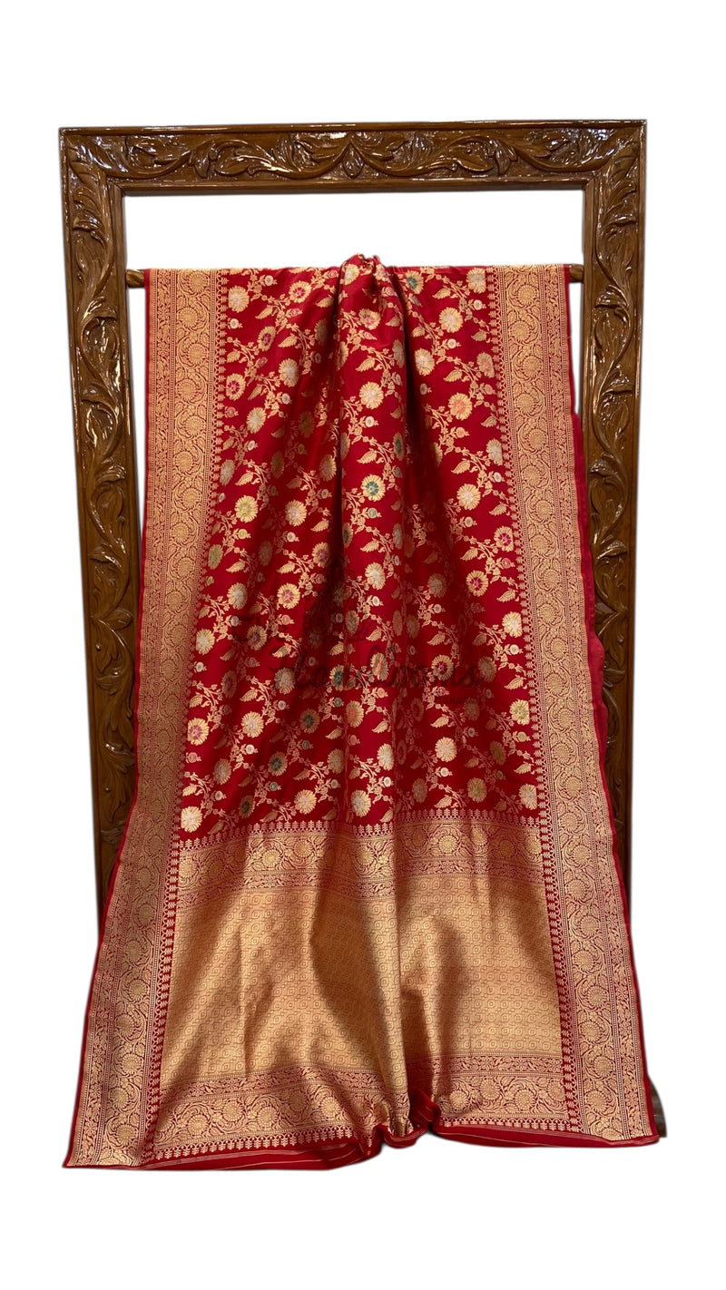 Ektara Pure Katan Silk Banarasi Handloom Saree - All over kadiyal Jaal work - The Handlooms
