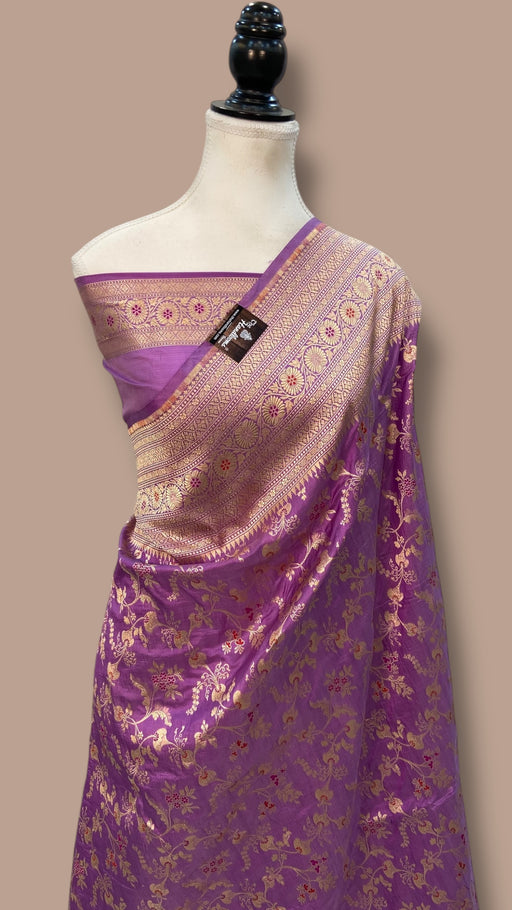 Pure Katan Silk Banarasi Handloom Saree - All over Jaal work With Meenakari - The Handlooms