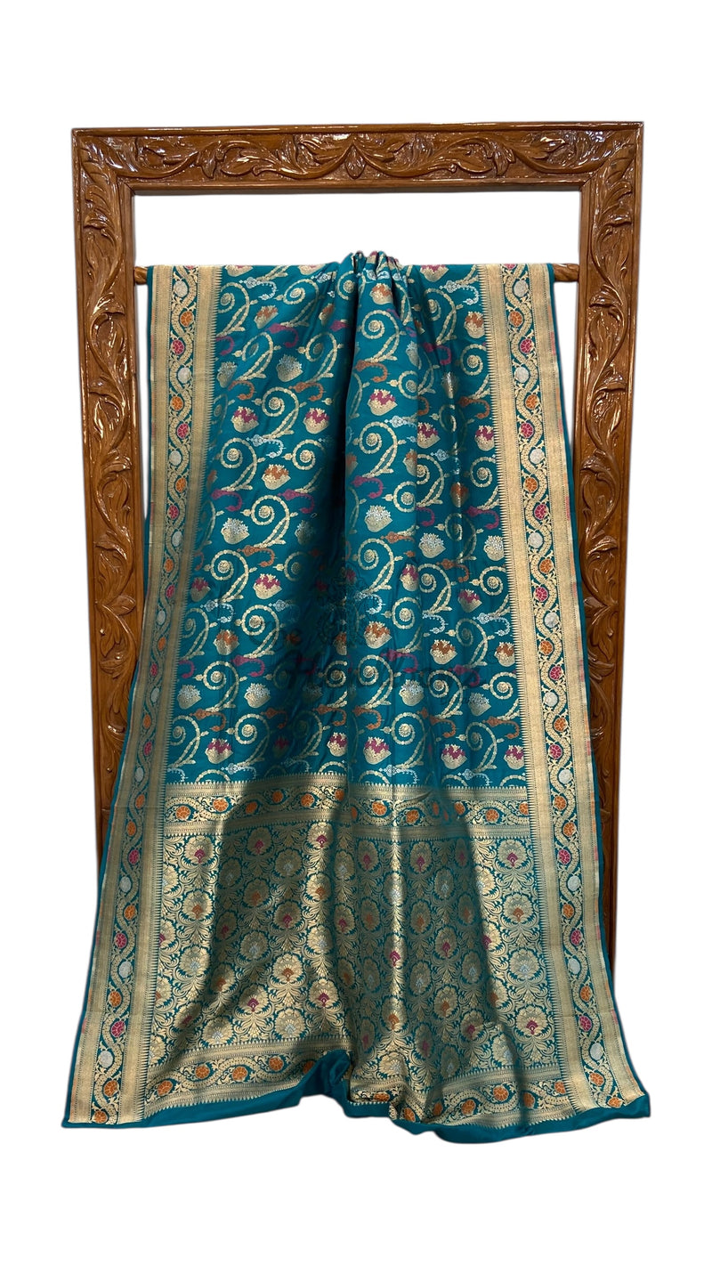 Pure Katan Silk Banarasi Handloom Saree - All over Jaal work With Meenakari - The Handlooms