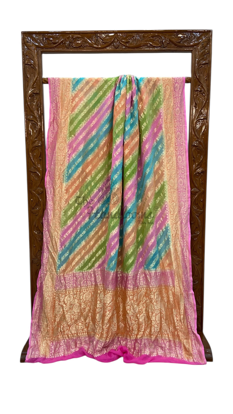 Pure Khaddi Georgette Handloom Banarasi Saree with water zari - The Handlooms