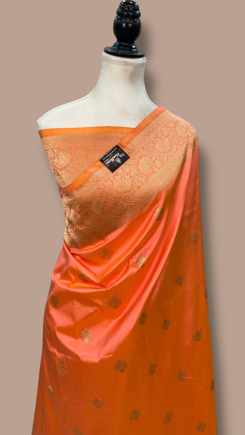 Pure Katan Silk Banarasi Handloom Saree - All over Kadua motifs - The Handlooms