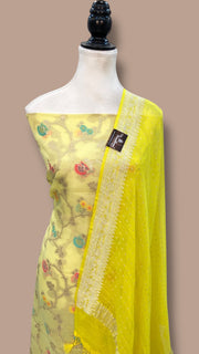 Chanderi Cotton Banarasi Dress material - Georgette Dupatta - The Handlooms