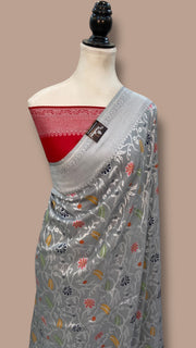 Moonga Georgette Handloom Banarasi Saree - Tilfi - The Handlooms