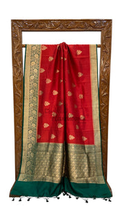 Pure Katan Silk Banarasi Handloom Saree - All over Kadua motifs - The Handlooms