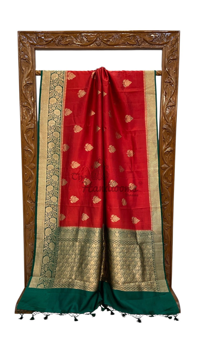 Pure Katan Silk Banarasi Handloom Saree - All over Kadua motifs - The Handlooms