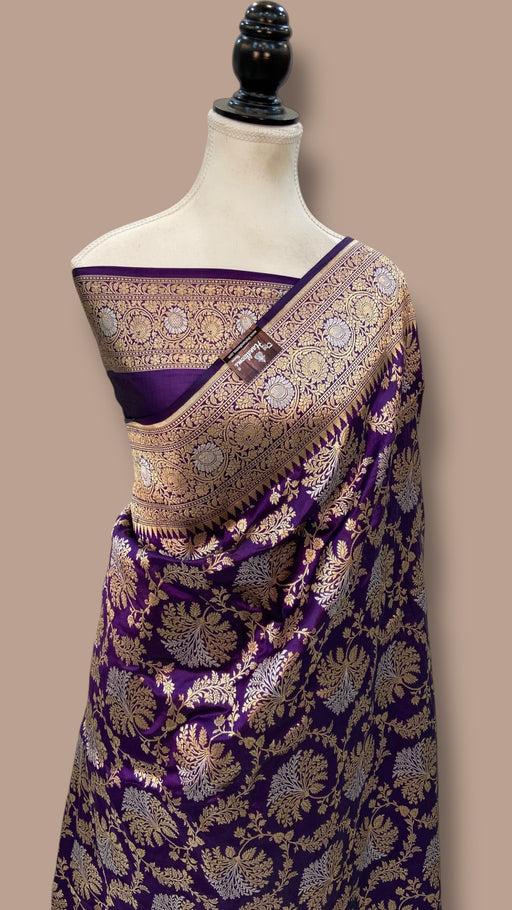 Pure Katan Silk Banarasi Handloom Saree - All Over Sona Roopa Jaal work - The Handlooms