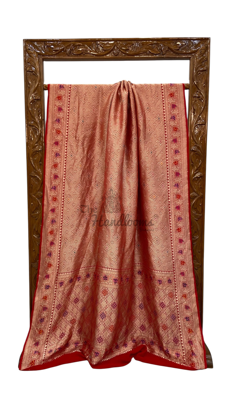 Khaddi Georgette Handloom Banarasi Saree - Tanchui Brocade - The Handlooms