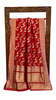 Pure Katan Silk Banarasi Handloom Saree - All Over Kadiyal Jaal Work - The Handlooms