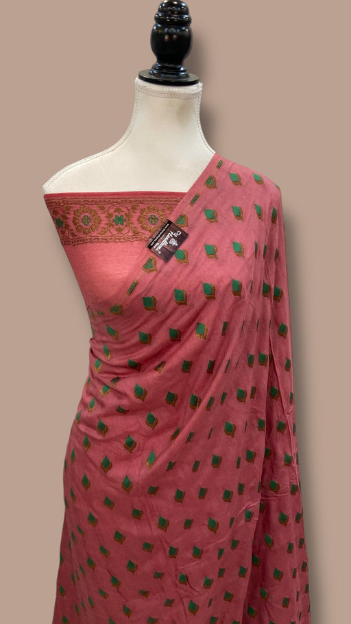 Moonga Georgette Handloom Banarasi Saree - All Over Jaal Work With Meenakari - The Handlooms