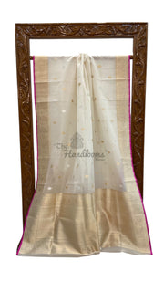 Pure Kora Handloom Banarasi All Over Kadua Motifs Saree - The Handlooms