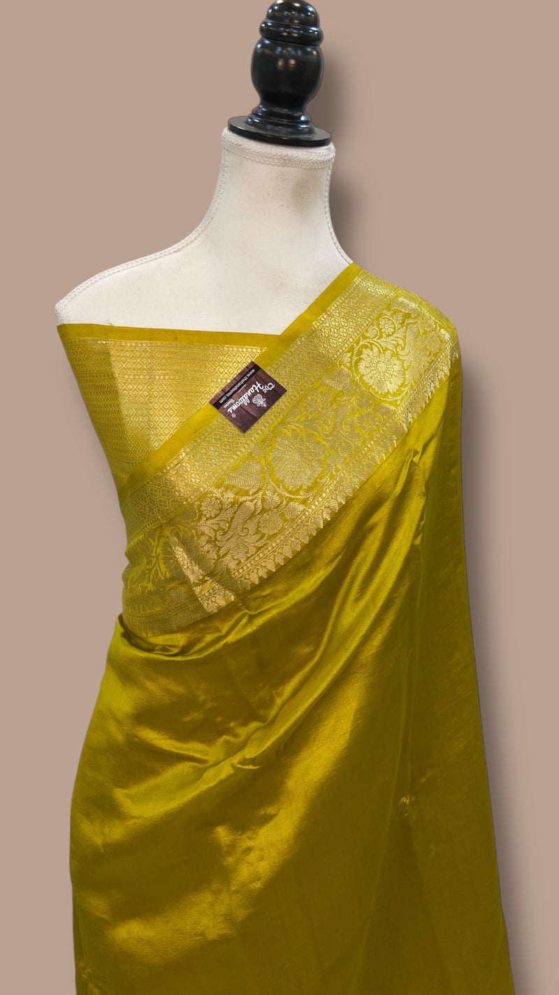 Mustard Yellow Pure Silk Banarasi Saree - The Handlooms